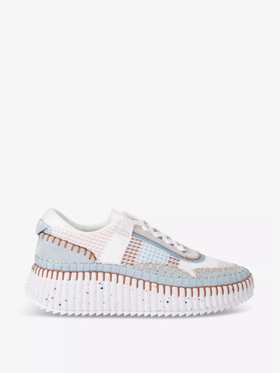 Chloé Nama embroidered suede and recycled mesh trainers at Collagerie