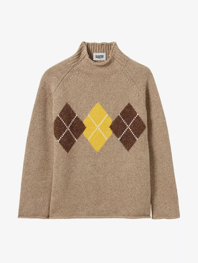 Claudie Pierlot Geometric-motif relaxed-fit wool and silk-blend jumper at Collagerie