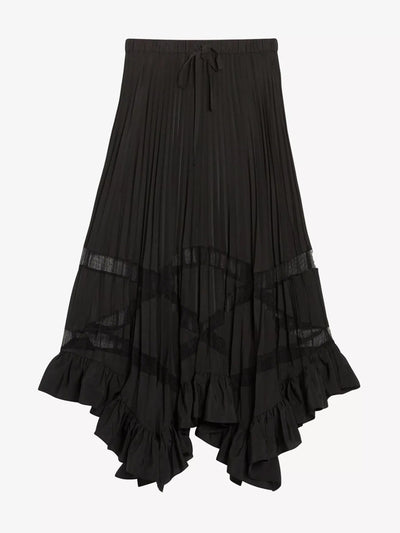 Claudie Pierlot Seloda pleated ruffled woven maxi skirt at Collagerie
