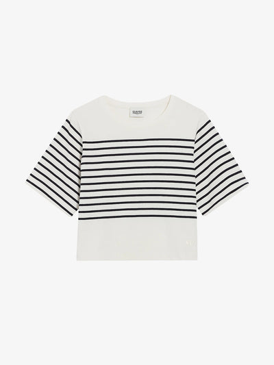 Claudie Pierlot Toucan stripe-pattern woven T-shirt at Collagerie