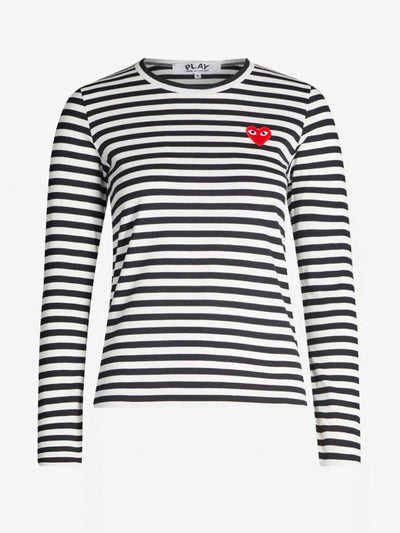 Comme Des Garçons Play Heart-appliqué cotton-jersey top at Collagerie