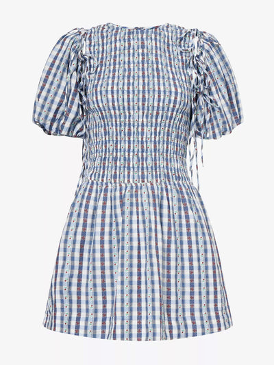 Damson Madder Becca gingham-print cotton-poplin mini dress at Collagerie