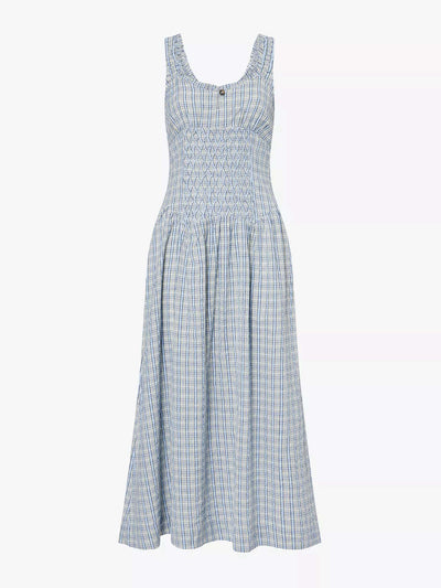 Damson Madder Mallory check-print cotton midi dress at Collagerie