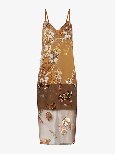 Dries Van Noten Floral-print semi-sheer silk-blend midi dress at Collagerie