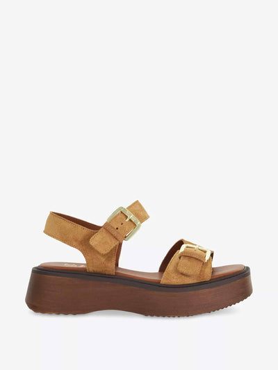Dune Luno double-strap flatform suede sandals at Collagerie