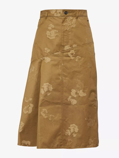 Erdem Floral-pattern a-line cotton midi skirt at Collagerie