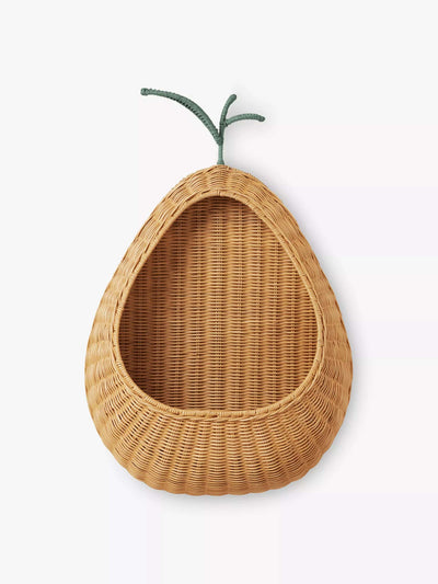 Ferm Living Pear braided rattan pocket wall storage at Collagerie