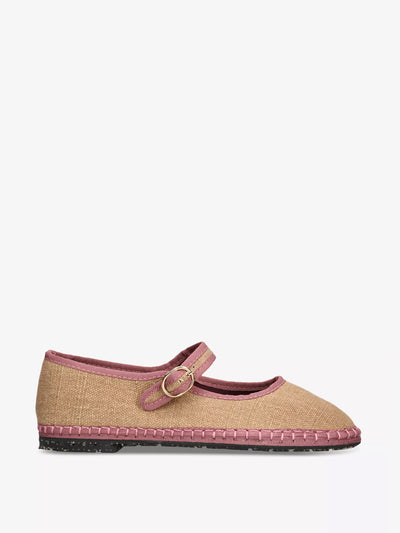 Flabelus Dora single-strap linen Mary Jane flats at Collagerie