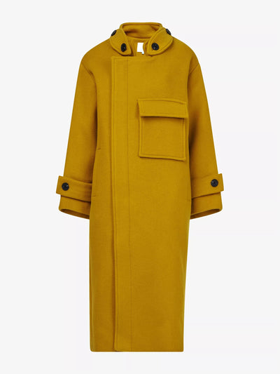 Leem Funnel-neck flap-pocket wool-blend coat at Collagerie