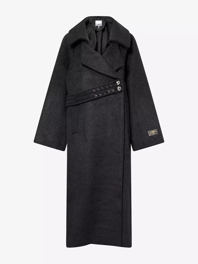 Ganni Relaxed-fit notch-lapel wool-blend coat at Collagerie