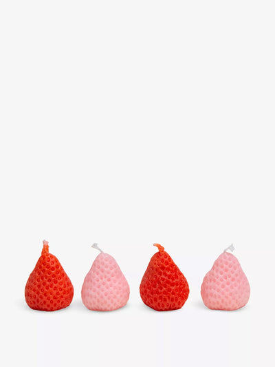 Gohar World Strawberries unscented soy wax candles (set of 4) at Collagerie