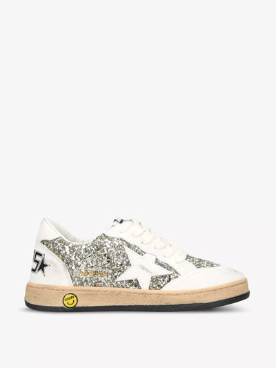 Golden Goose Ballstar glitter-embellished woven low-top trainers at Collagerie