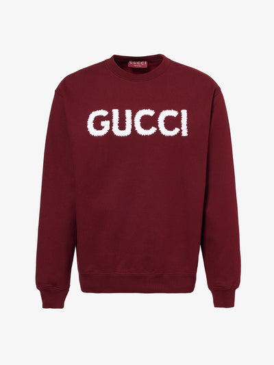 Gucci Logo text-embroidered cotton jumper at Collagerie