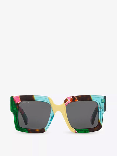 Gucci Multicoloured square-frame acetate sunglasses at Collagerie