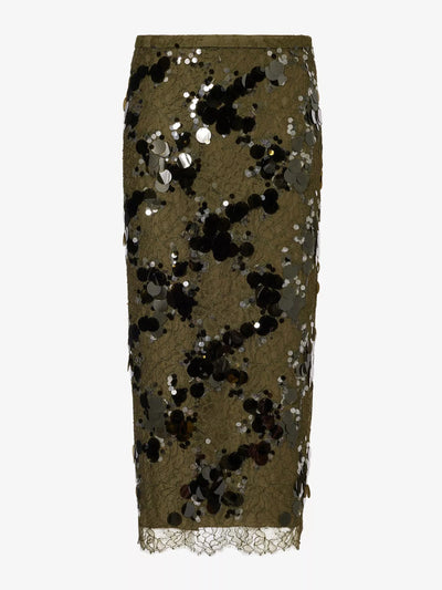 Gucci Sequin-embellished mid-waist woven midi skirt at Collagerie