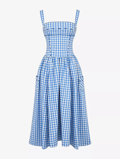 House of CB Vivien gingham stretch-woven midi dress at Collagerie