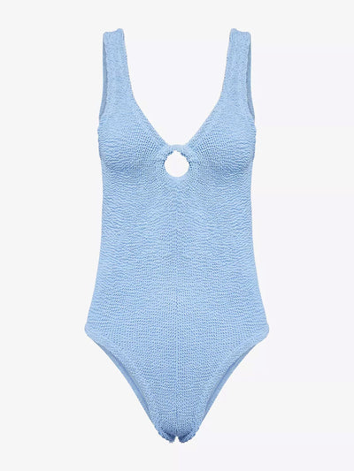 Hunza G Celine fabric hoops seersucker swimsuit at Collagerie
