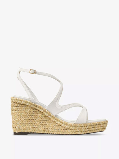 Jimmy Choo Ayla 85 leather espadrille wedges at Collagerie