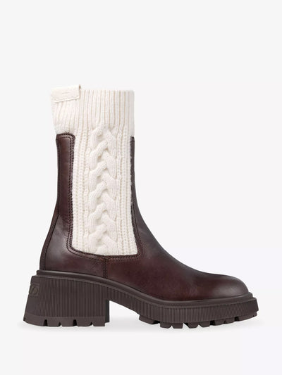 Jimmy Choo Tamia knitted and leather ankle boots at Collagerie