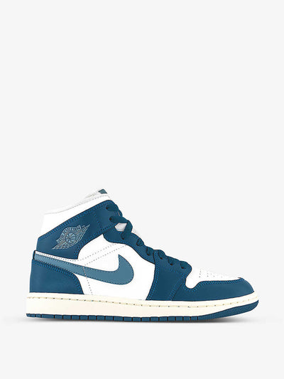 Nike Blue chunky-sole leather mid-top trainers at Collagerie