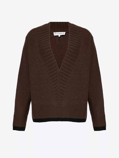 JW Anderson Slanted plunge-V-neck wool and cashmere jumper at Collagerie