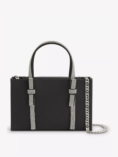 Kara Crystal-embellished chain-strap leather tote bag at Collagerie