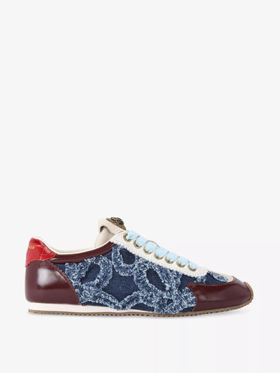 Kurt Geiger London Islington Eagle denim and leather low-top trainers at Collagerie