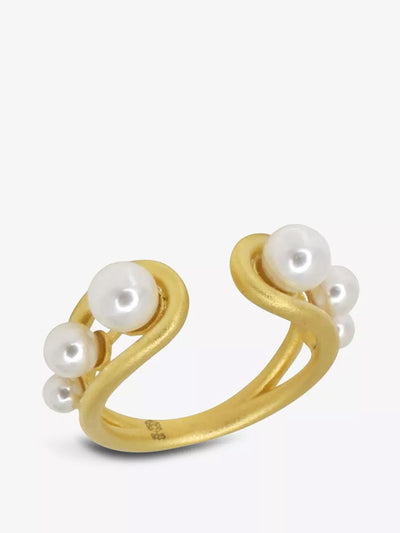 La Maison Couture Miphologia 18kt yellow-gold-plated brass and pearl ring at Collagerie