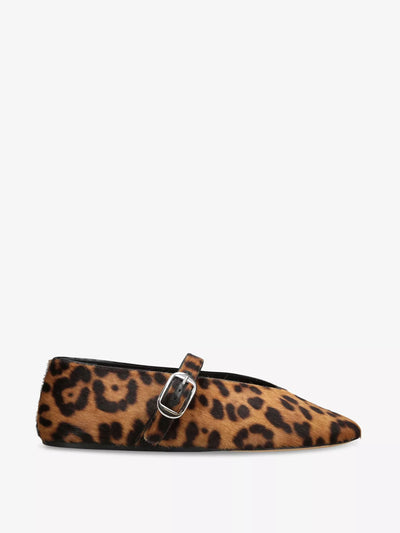 Le Monde Beryl Stella leopard-pattern calf-hair ballet flats at Collagerie