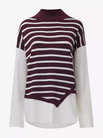 Leem Striped-panel relaxed-fit knitted and cotton shirt at Collagerie