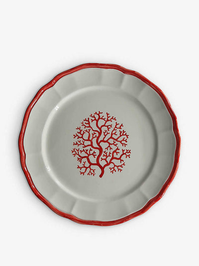 Les Ottomans Coral hand-painted ceramic dinner plate at Collagerie