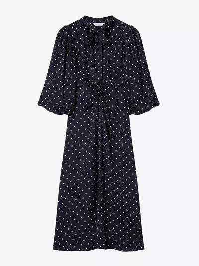 LK Bennett Hester tie-neck woven midi dress at Collagerie