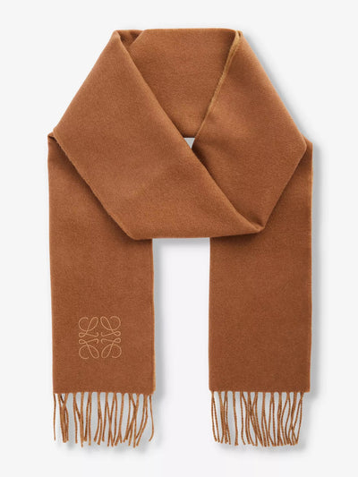Loewe Anagram-embroidered wool and cashmere-blend scarf at Collagerie