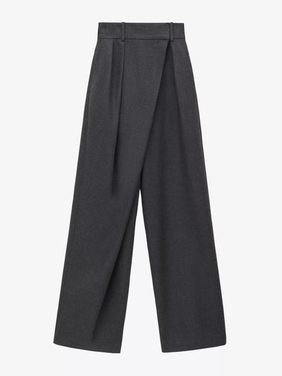 Loewe Wrap-front wide-leg high-rise wool-blend trousers at Collagerie