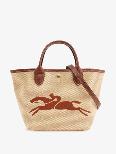 Longchamp Embroidered canvas top-handle bag at Collagerie