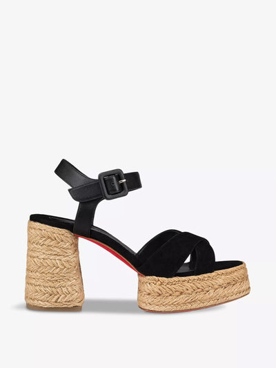 Christian Louboutin Calakala suede heeled sandals at Collagerie