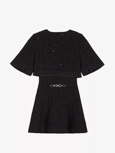 Maje Round-neck two-in-one metallic-tweed mini dress at Collagerie