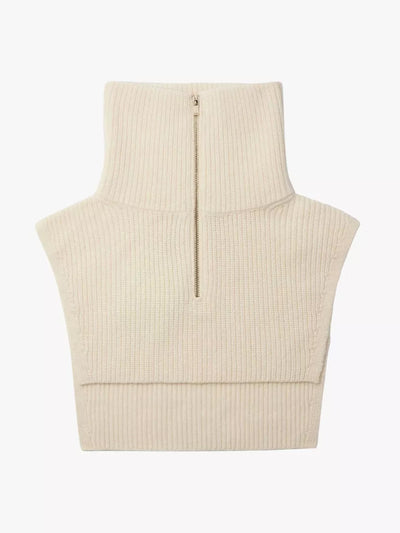 Maje Zip-up ribbed wool and cashmere-blend neck warmer at Collagerie