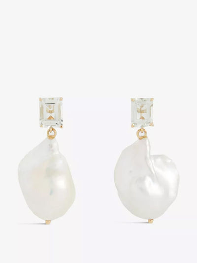 Mateo Baroque 14kt yellow-gold, amethyst and pearl drop earrings at Collagerie