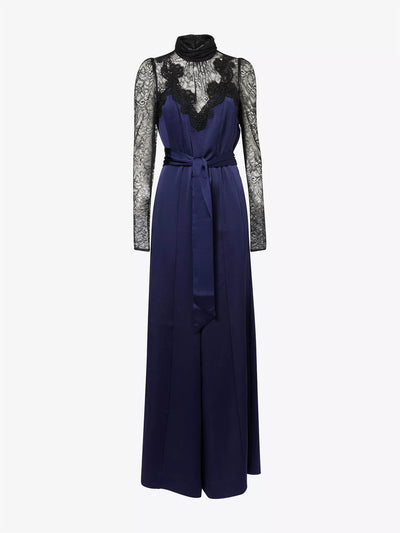 ME+EM Wide-leg lace-trim satin-crepe jumpsuit at Collagerie