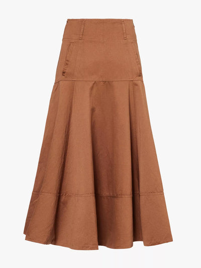 Me+Em Flared-hem high-waist cotton-blend midi skirt at Collagerie