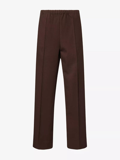 Miu Miu Drawstring striped-panel stretch-woven trousers at Collagerie