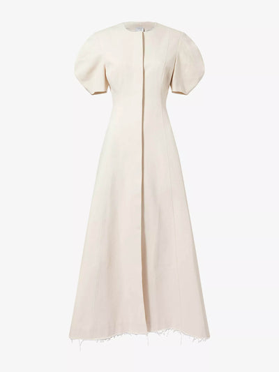 Mona Alshebil Flared round-neck denim maxi dress at Collagerie