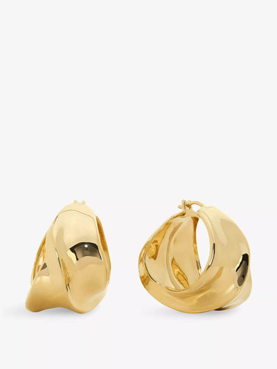 Monica Vinader Nomade bold medium 18ct yellow gold vermeil hoop earrings at Collagerie