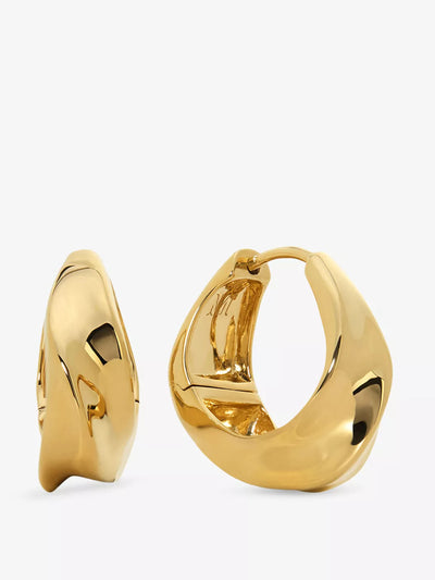 Monica Vinader Nomade small 18kt yellow gold vermeil hoop earrings at Collagerie
