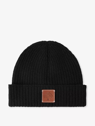 Mulberry Branded-patch ribbed wool beanie at Collagerie
