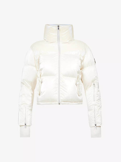 My Sunday Ski White cropped shell puffer jacket at Collagerie