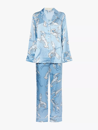 Olivia Von Halle Lila graphic-print silk-satin pyjama set at Collagerie