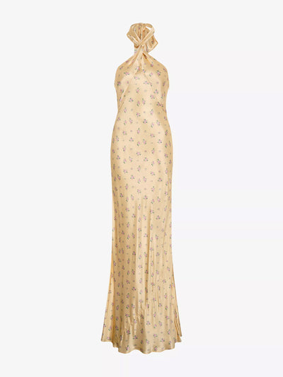 Omnes Arles floral-print halterneck satin maxi dress at Collagerie