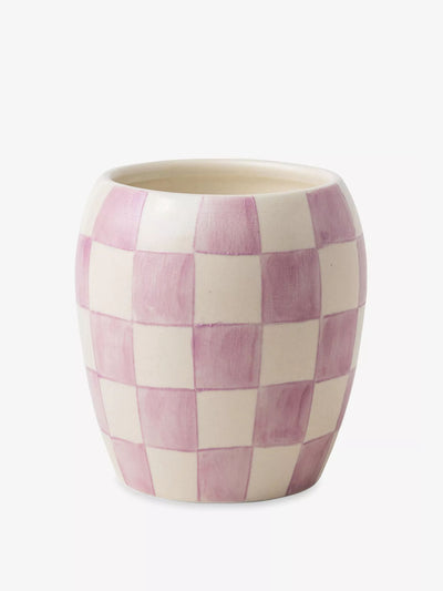 Paddywax Checkmate lavender mimosa scented candle with checkered porcelain vessel at Collagerie